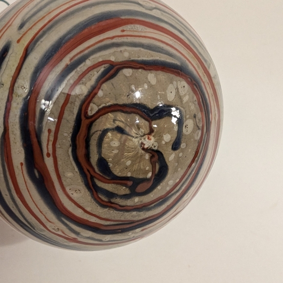 Handmade Blown Glass Orb Ornament Ball Holiday Christmas Earth Tones 3.5" - Picture 5 of 8